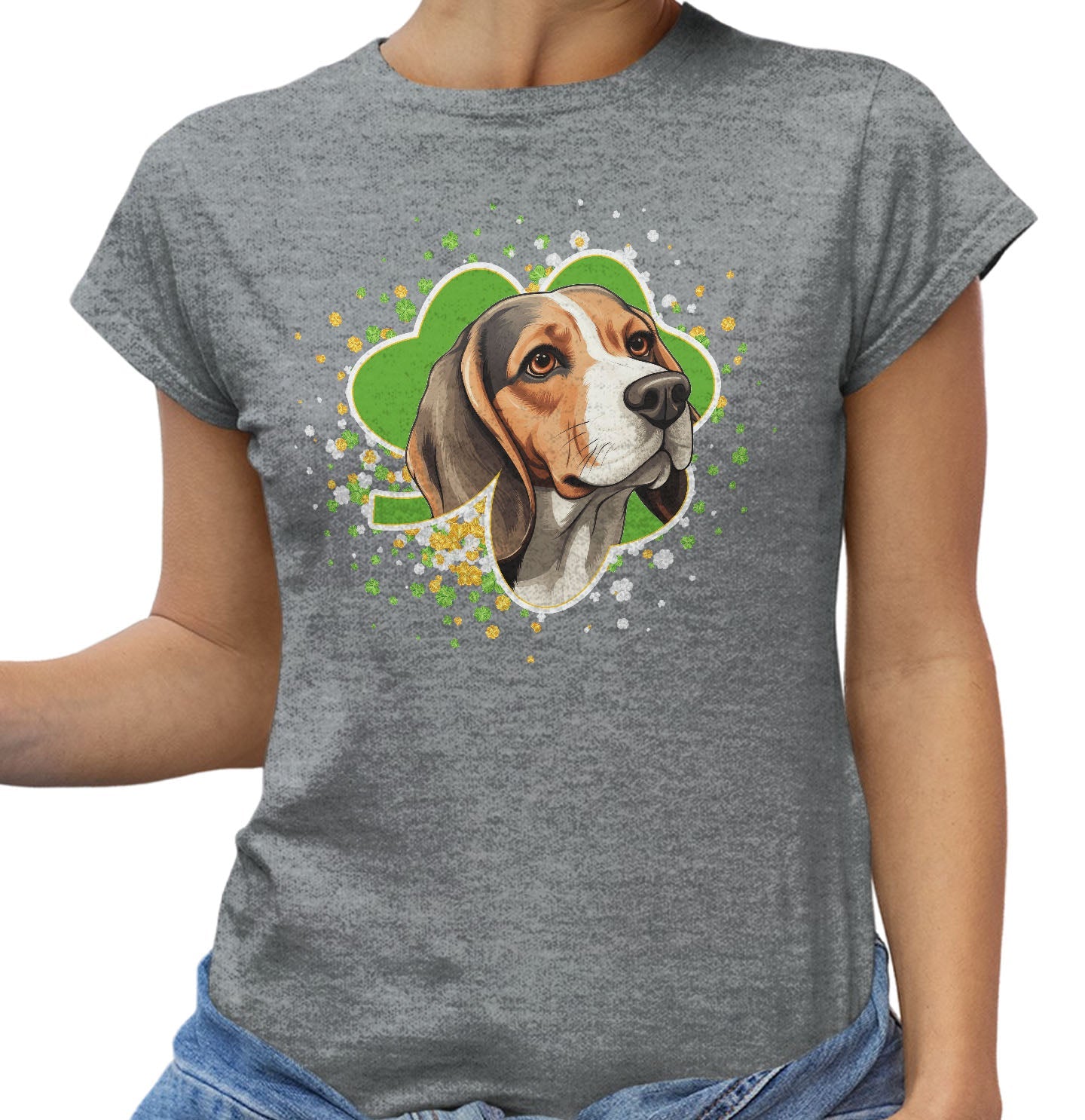 Big Clover St. Patrick's Day Beagle - Women's Fitted T-Shirt
