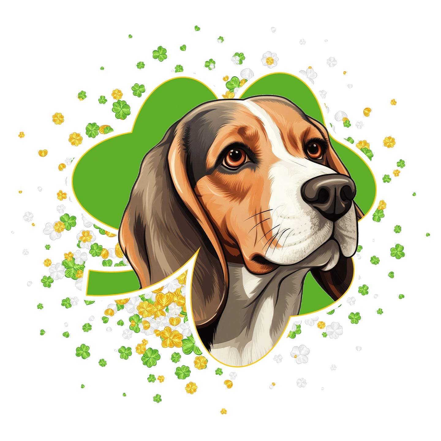 Big Clover St. Patrick's Day Beagle - Women's Fitted T-Shirt