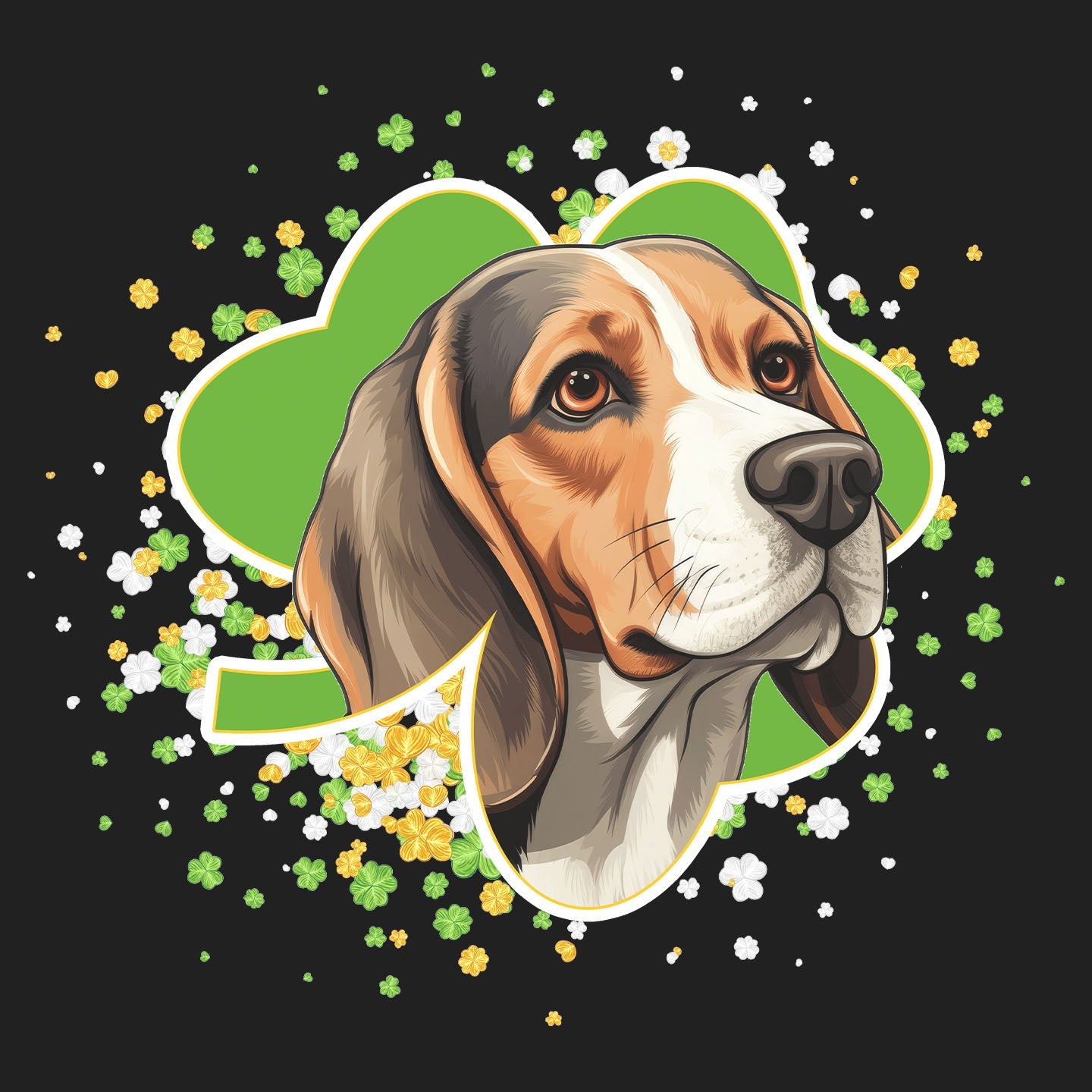 Big Clover St. Patrick's Day Beagle - Women's V-Neck T-Shirt
