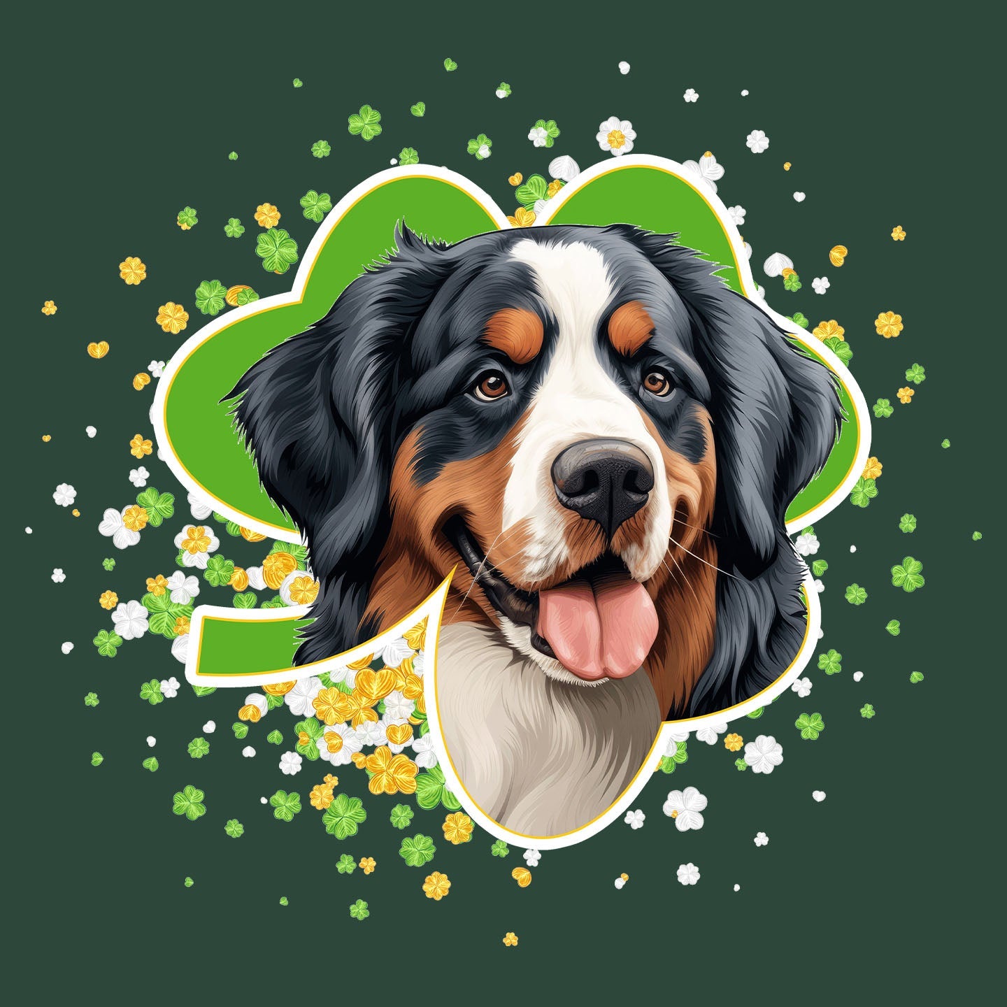 Big Clover St. Patrick's Day Bernese Mountain Dog - Adult Unisex T-Shirt
