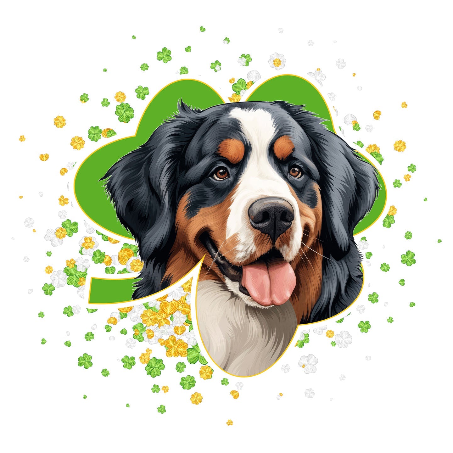 Big Clover St. Patrick's Day Bernese Mountain Dog - Women's Fitted T-Shirt