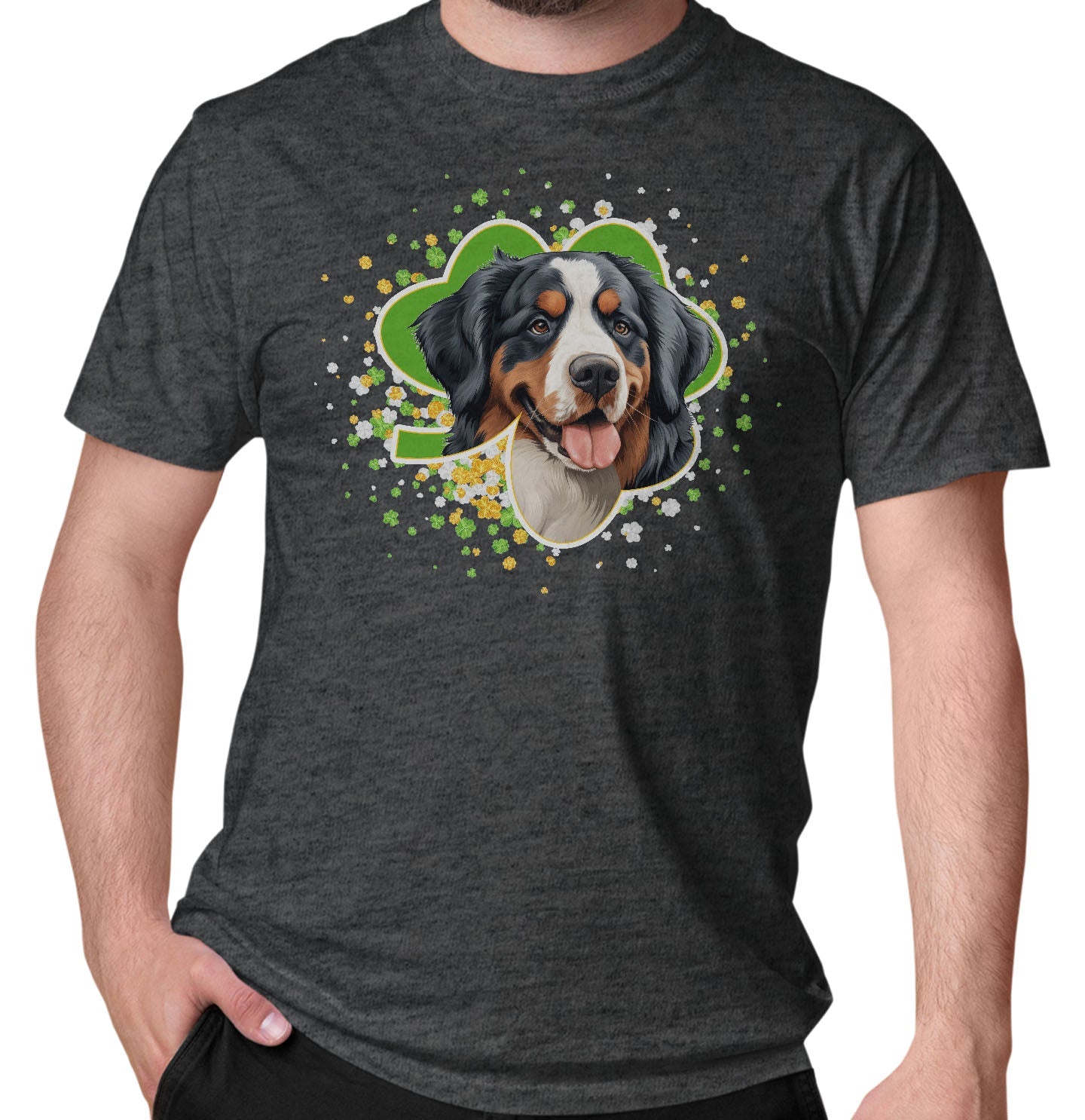 Big Clover St. Patrick's Day Bernese Mountain Dog - Adult Unisex T-Shirt