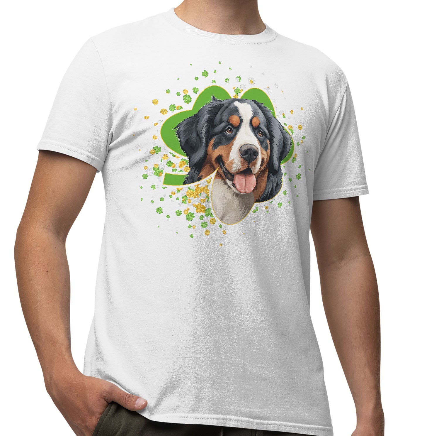 Big Clover St. Patrick's Day Bernese Mountain Dog - Adult Unisex T-Shirt