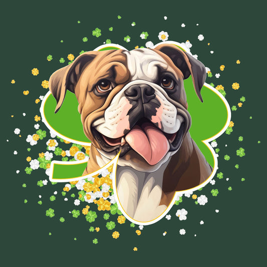 Big Clover St. Patrick's Day Bulldog - Adult Unisex T-Shirt