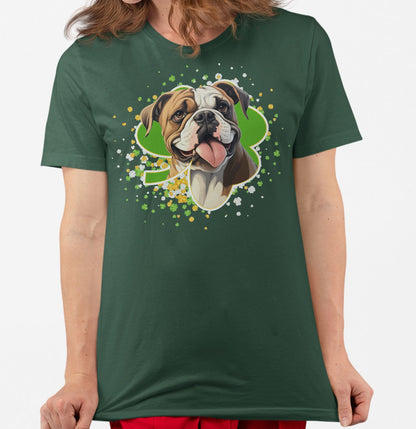 Big Clover St. Patrick's Day Bulldog - Adult Unisex T-Shirt