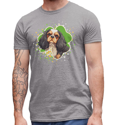 Big Clover St. Patrick's Day Cavalier King Charles Spaniel (Tri Color) - Adult Unisex T-Shirt