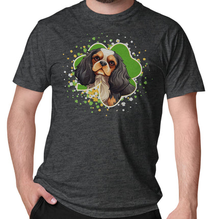 Big Clover St. Patrick's Day Cavalier King Charles Spaniel (Tri Color) - Adult Unisex T-Shirt