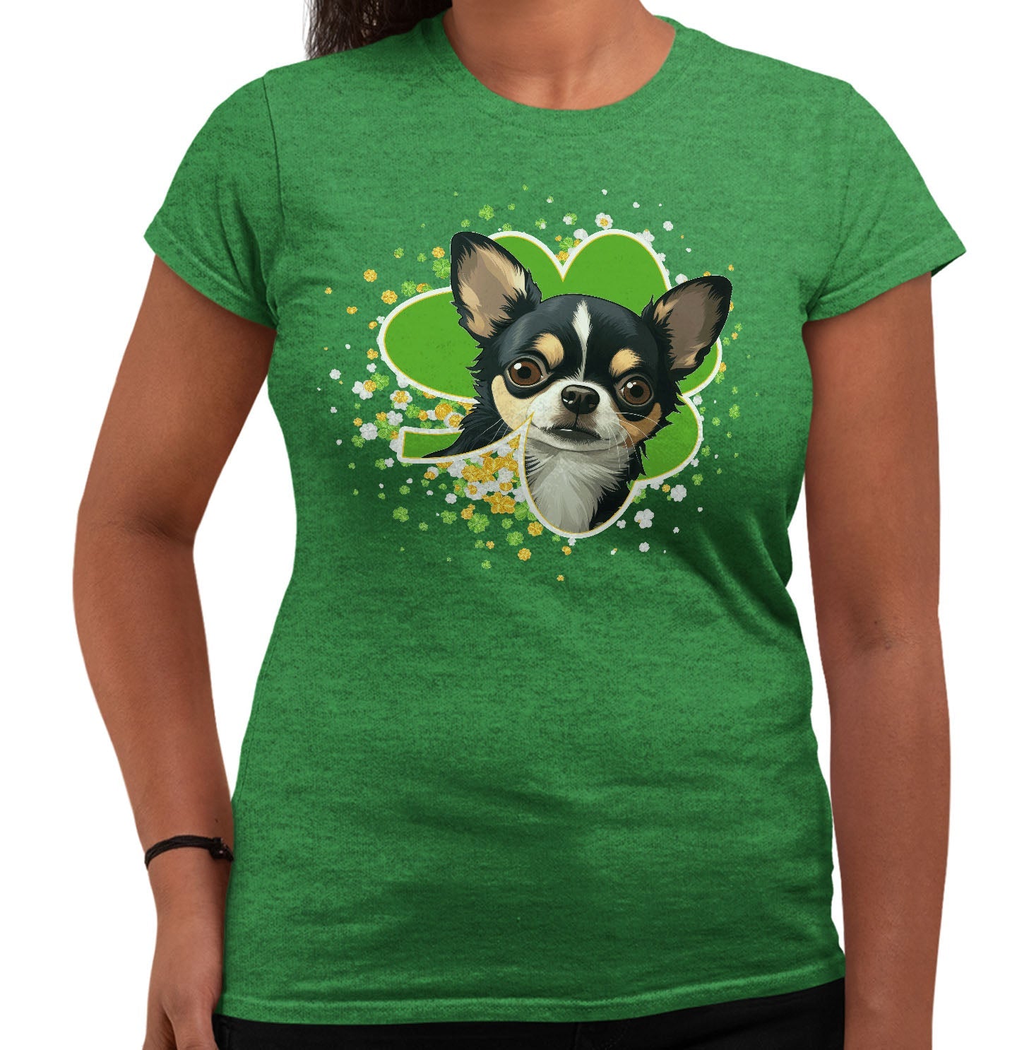 Big Clover St. Patrick's Day Chihuahua - Women's Fitted T-Shirt
