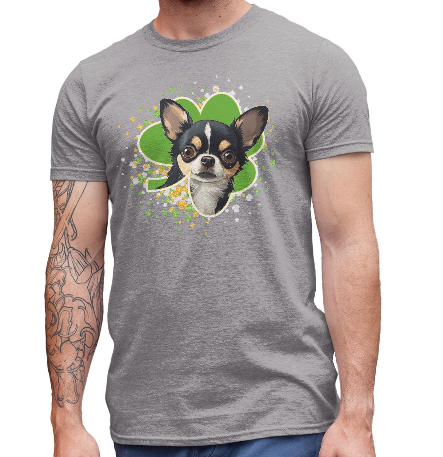 Big Clover St. Patrick's Day Chihuahua - Adult Unisex T-Shirt