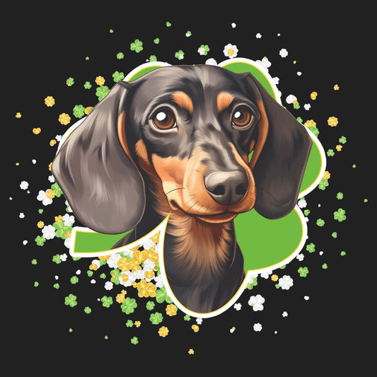 Big Clover St. Patrick's Day Dachshund - Women's V-Neck T-Shirt