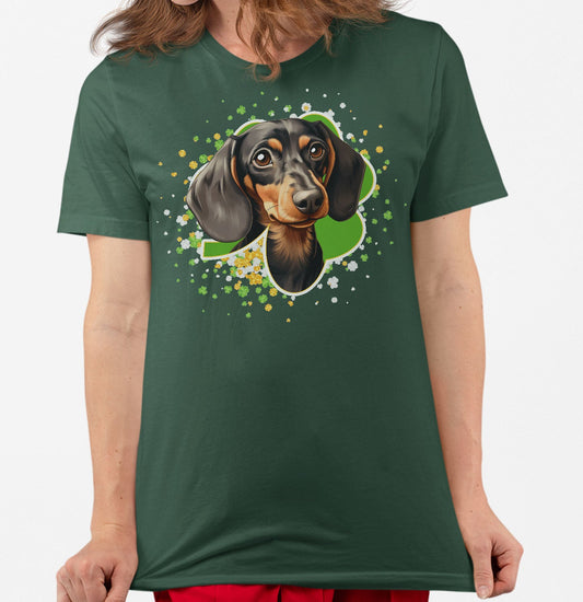 Big Clover St. Patrick's Day Dachshund - Adult Unisex T-Shirt