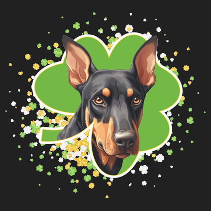 Big Clover St. Patrick's Day Doberman Pinscher - Women's V-Neck T-Shirt