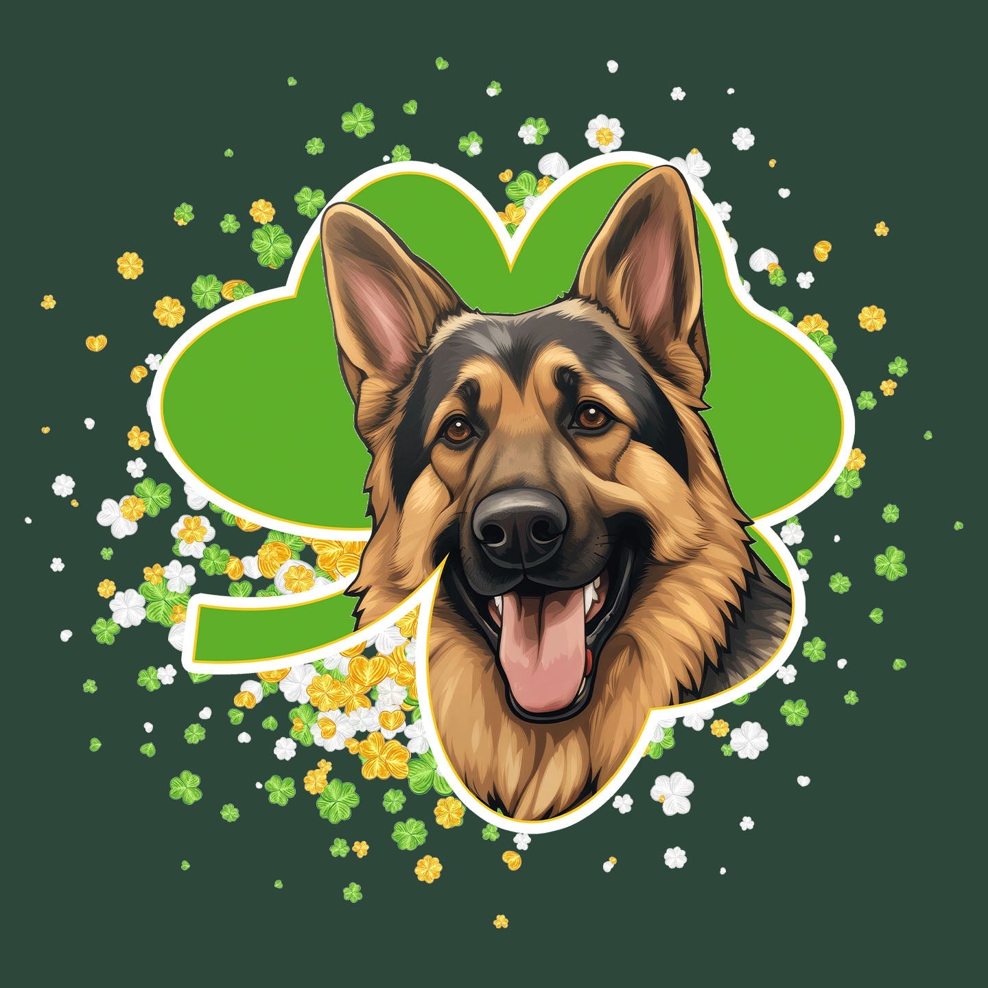 Big Clover St. Patrick's Day German Shepherd Dog - Adult Unisex T-Shirt