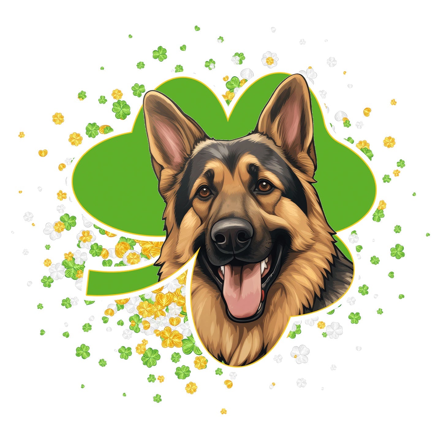 Big Clover St. Patrick's Day German Shepherd Dog - Women's Fitted T-Shirt