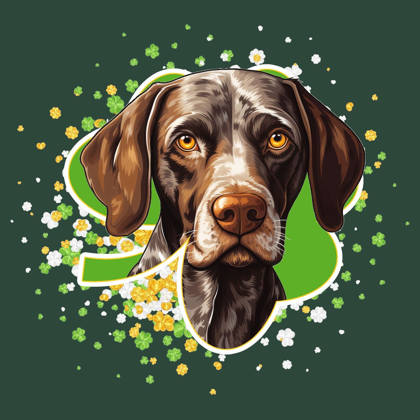 Big Clover St. Patrick's Day German Shorthaired Pointer - Adult Unisex T-Shirt