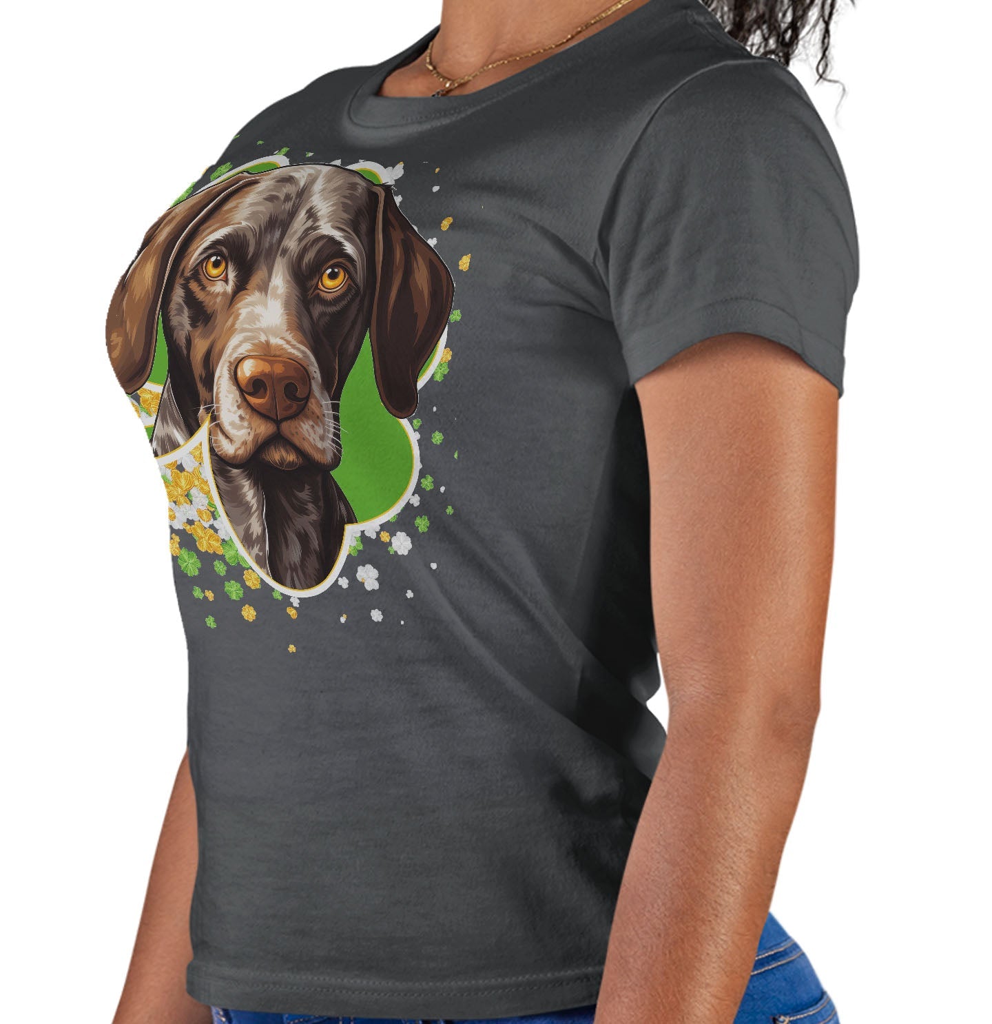 Big Clover St. Patrick's Day German Shorthaired Pointer - Women's Fitted T-Shirt
