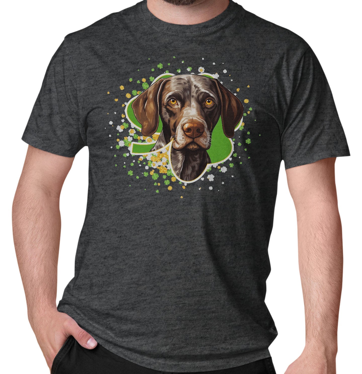 Big Clover St. Patrick's Day German Shorthaired Pointer - Adult Unisex T-Shirt
