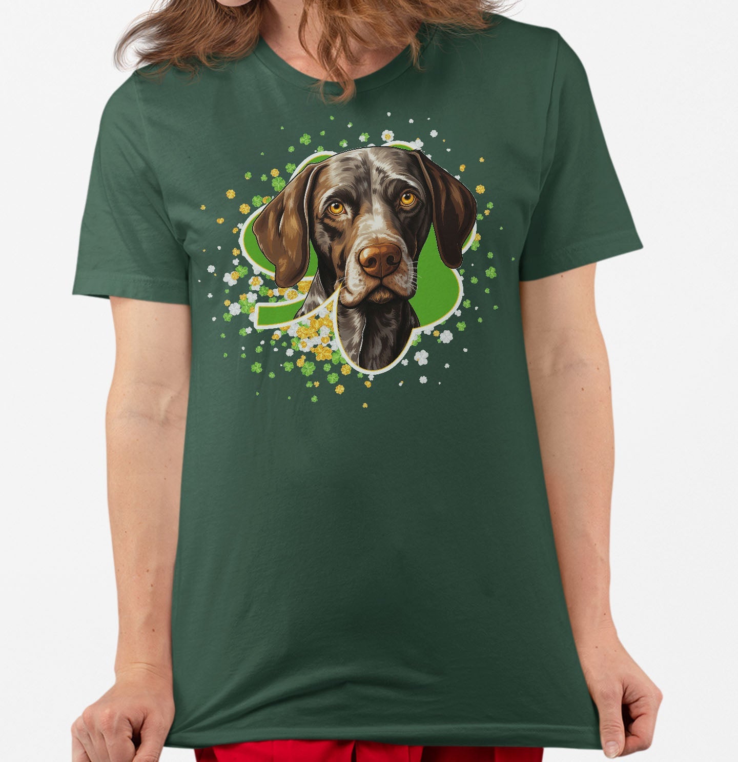 Big Clover St. Patrick's Day German Shorthaired Pointer - Adult Unisex T-Shirt