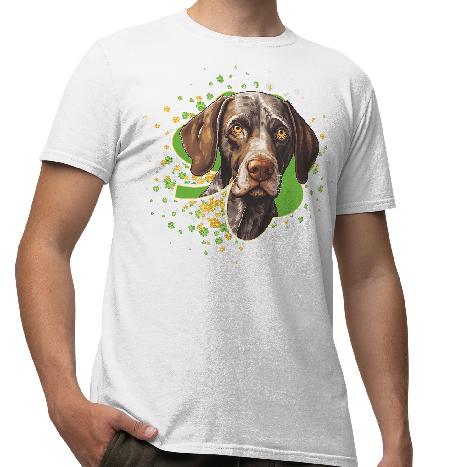 Big Clover St. Patrick's Day German Shorthaired Pointer - Adult Unisex T-Shirt
