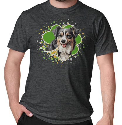 Big Clover St. Patrick's Day Miniature American Shepherd - Adult Unisex T-Shirt