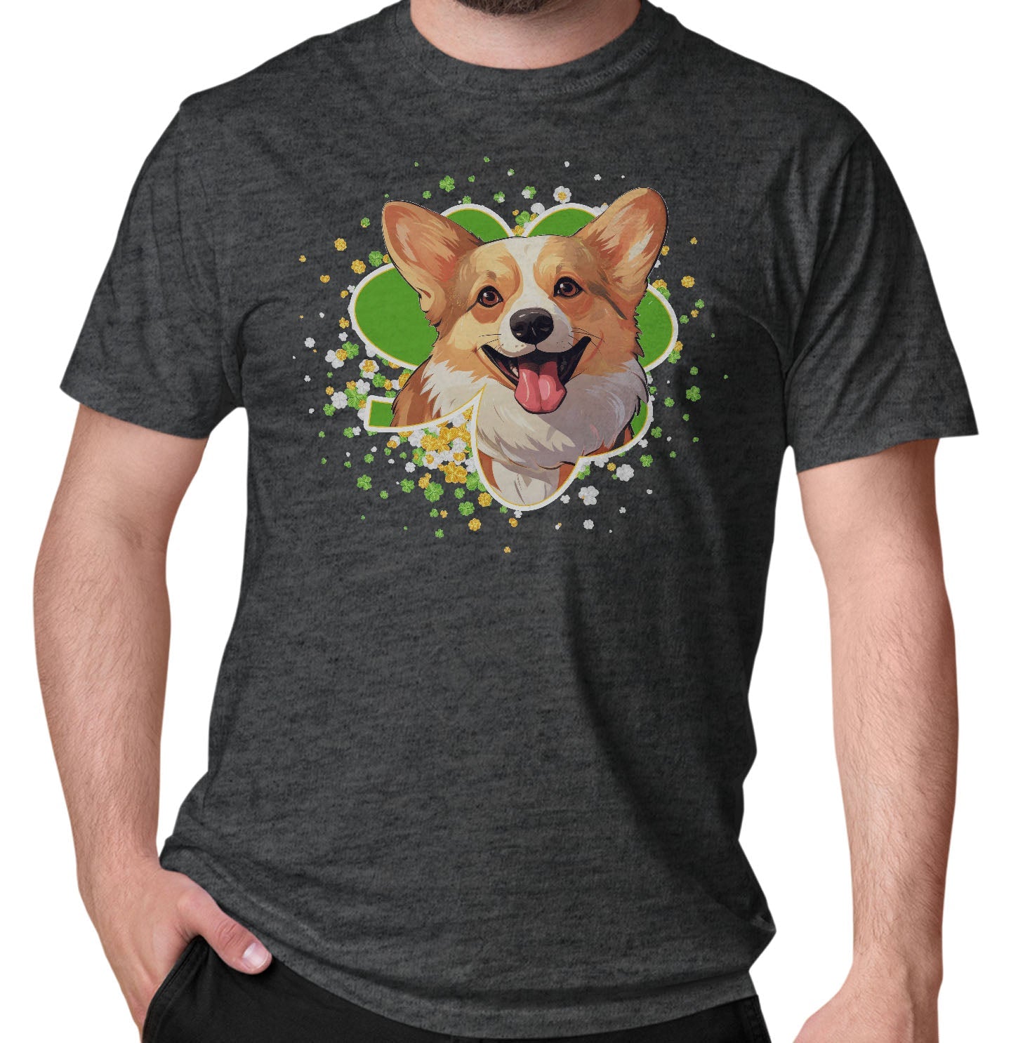 Big Clover St. Patrick's Day Pembroke Welsh Corgi - Adult Unisex T-Shirt