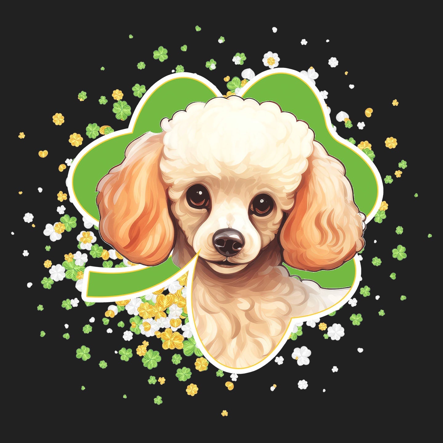 Big Clover St. Patrick's Day Poodle - Women's V-Neck T-Shirt