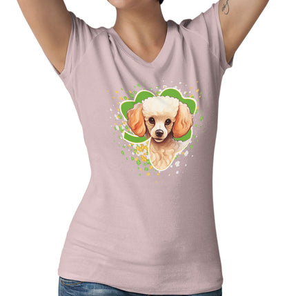 Big Clover St. Patrick's Day Poodle - Women's V-Neck T-Shirt