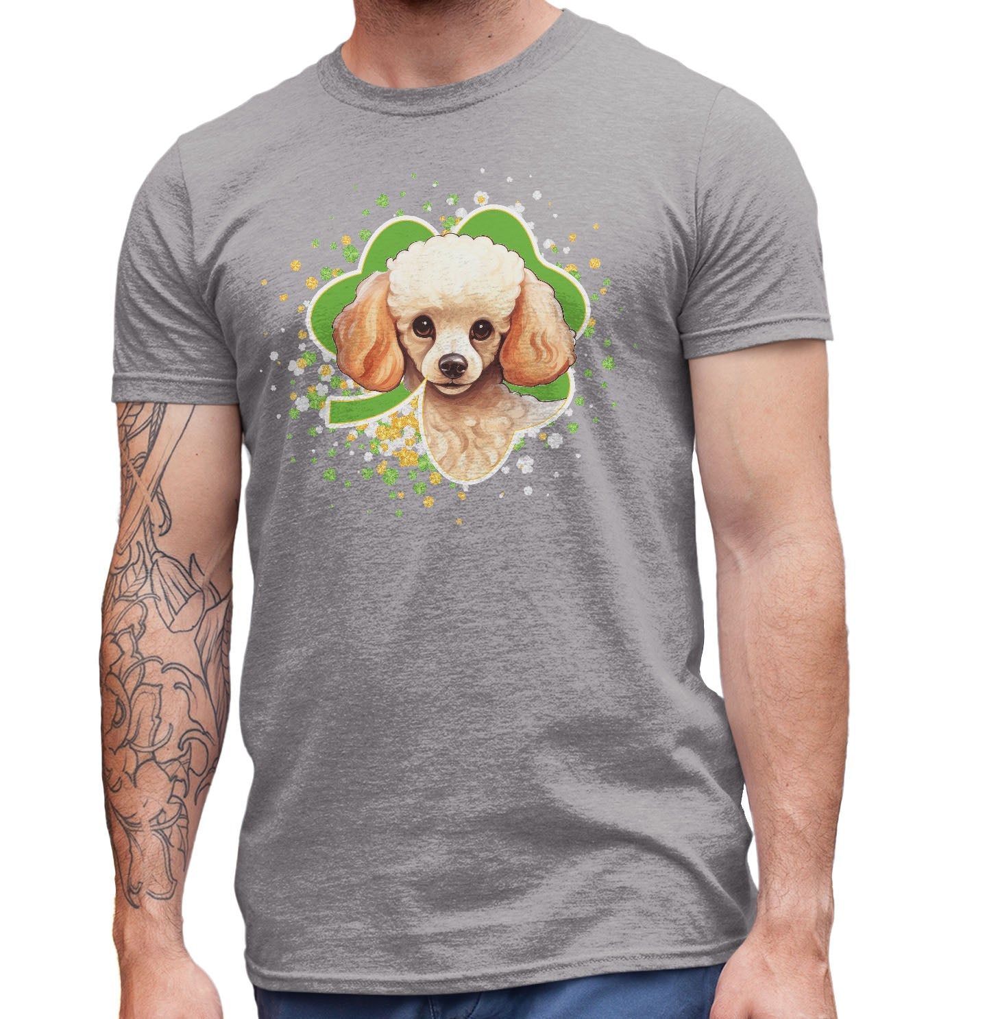 Big Clover St. Patrick's Day Poodle - Adult Unisex T-Shirt