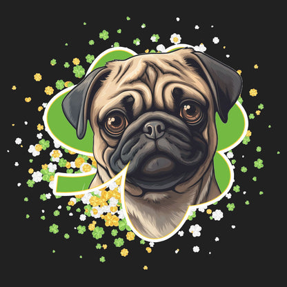 Big Clover St. Patrick's Day Pug - Women's V-Neck T-Shirt