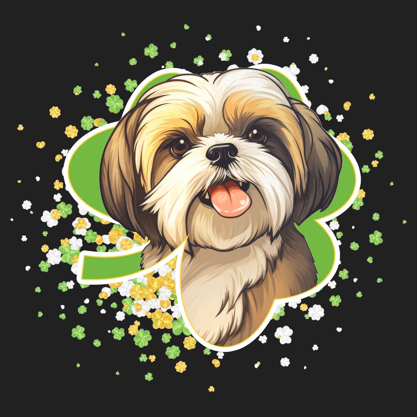 Big Clover St. Patrick's Day Shih Tzu - Women's V-Neck T-Shirt