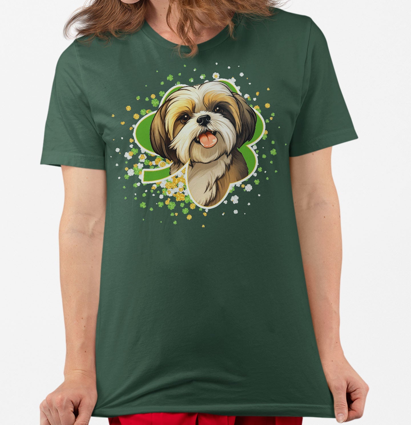 Big Clover St. Patrick's Day Shih Tzu - Adult Unisex T-Shirt