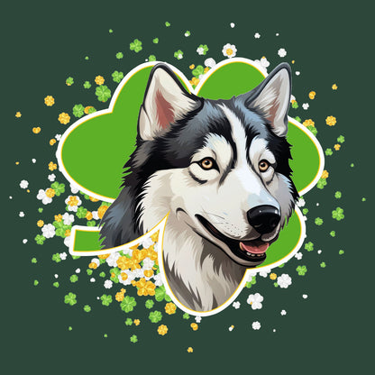Big Clover St. Patrick's Day Siberian Husky - Adult Unisex T-Shirt