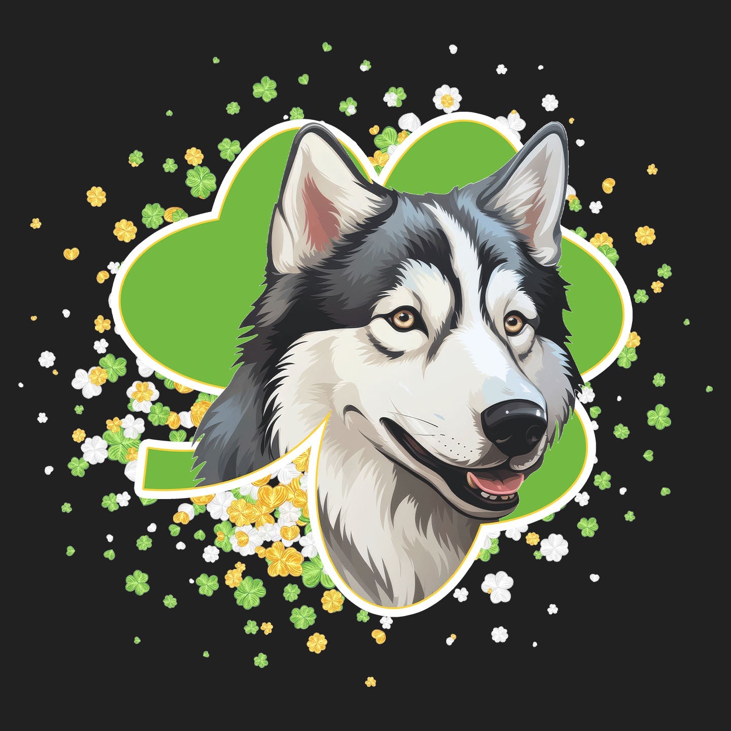 Big Clover St. Patrick's Day Siberian Husky - Women's V-Neck T-Shirt