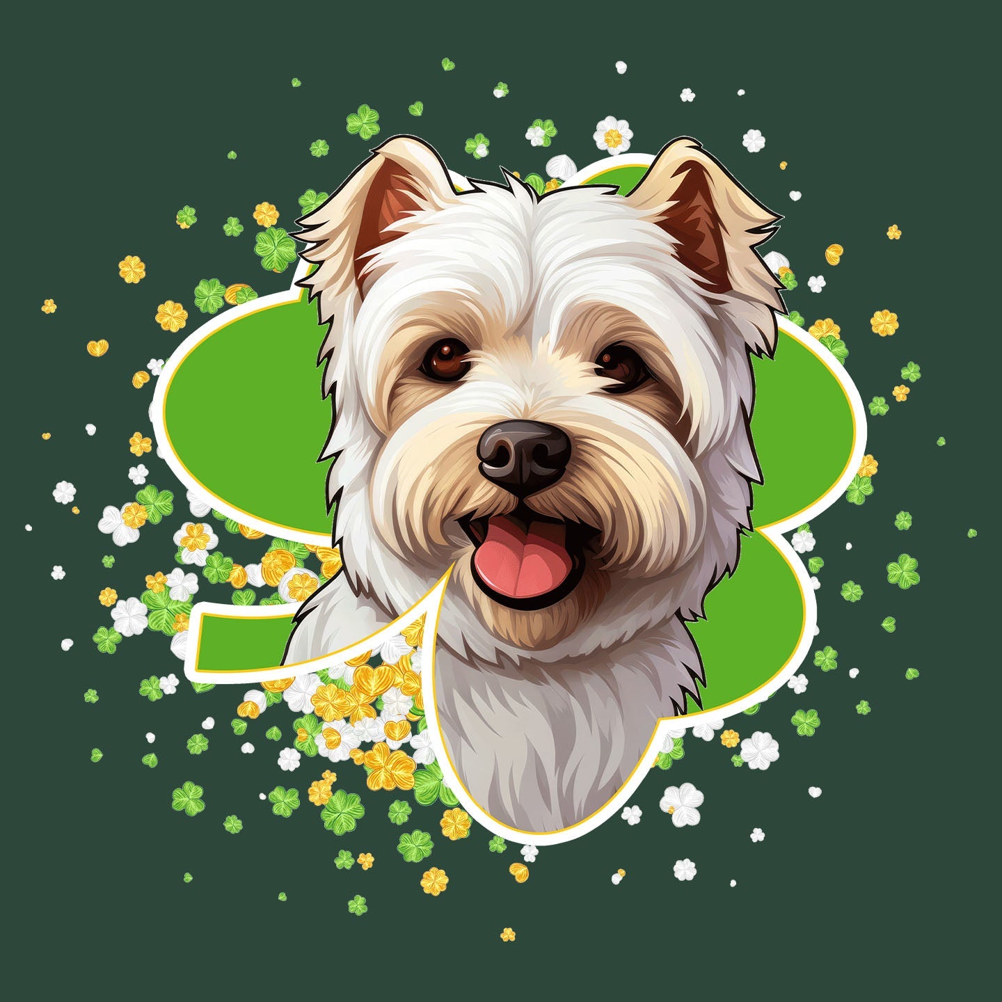 Big Clover St. Patrick's Day West Highland White Terrier - Adult Unisex T-Shirt