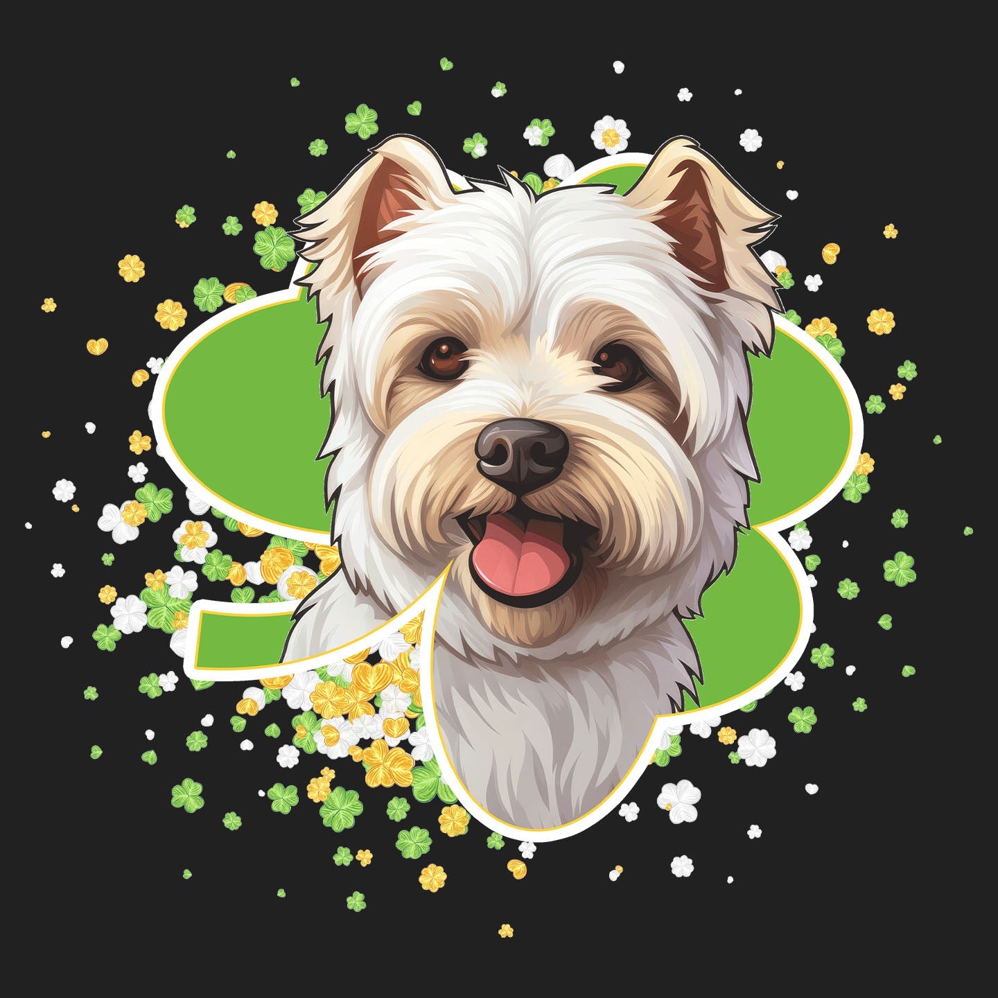 Big Clover St. Patrick's Day West Highland White Terrier - Women's V-Neck T-Shirt