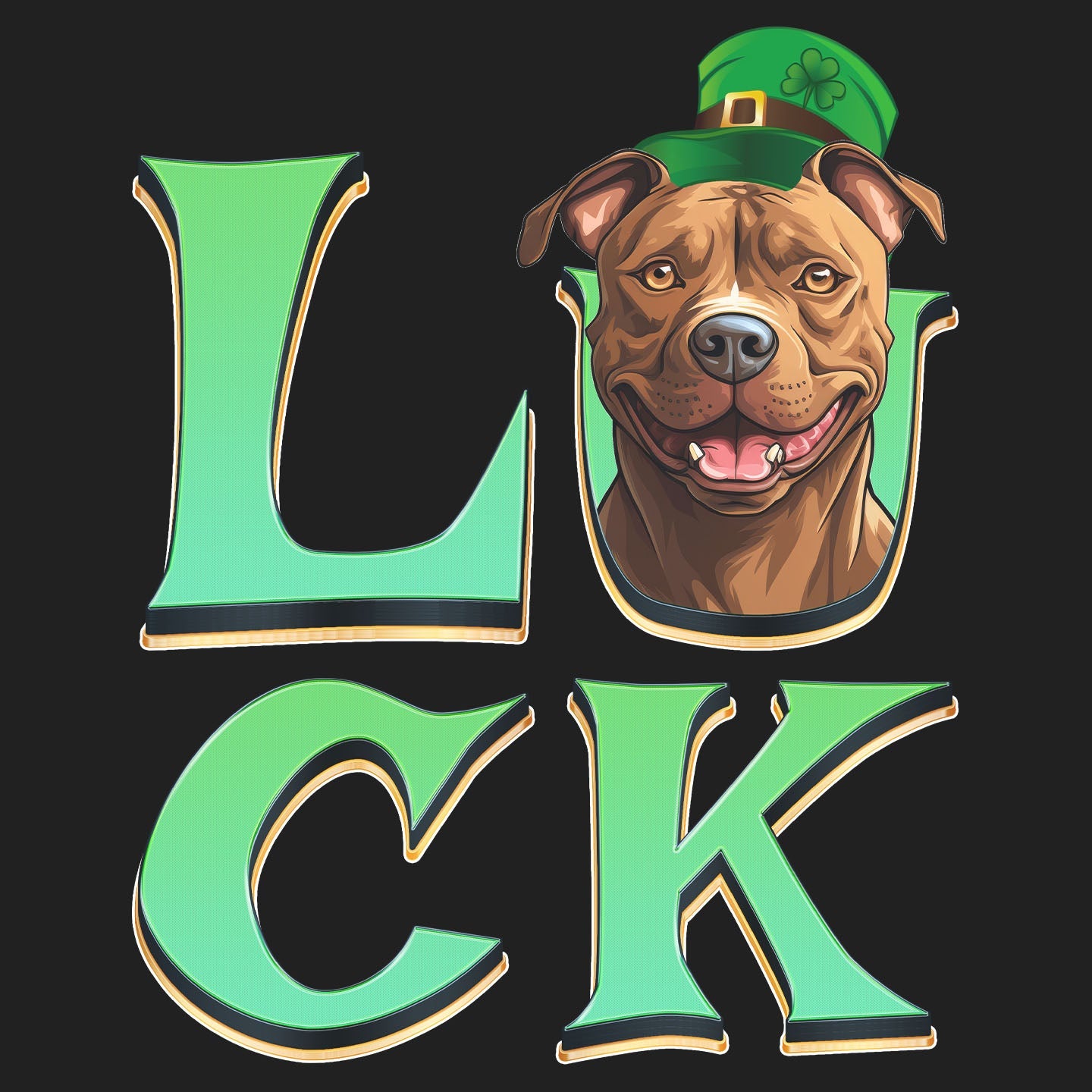 Big LUCK St. Patrick's Day American Pit Bull Terrier - Women's Fitted T-Shirt