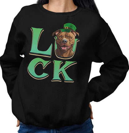Big LUCK St. Patrick's Day American Pit Bull Terrier - Adult Unisex Crewneck Sweatshirt