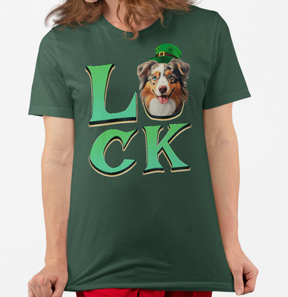 Big LUCK St. Patrick's Day Australian Shepherd - Adult Unisex T-Shirt
