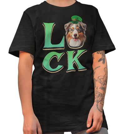 Big LUCK St. Patrick's Day Australian Shepherd - Adult Unisex T-Shirt