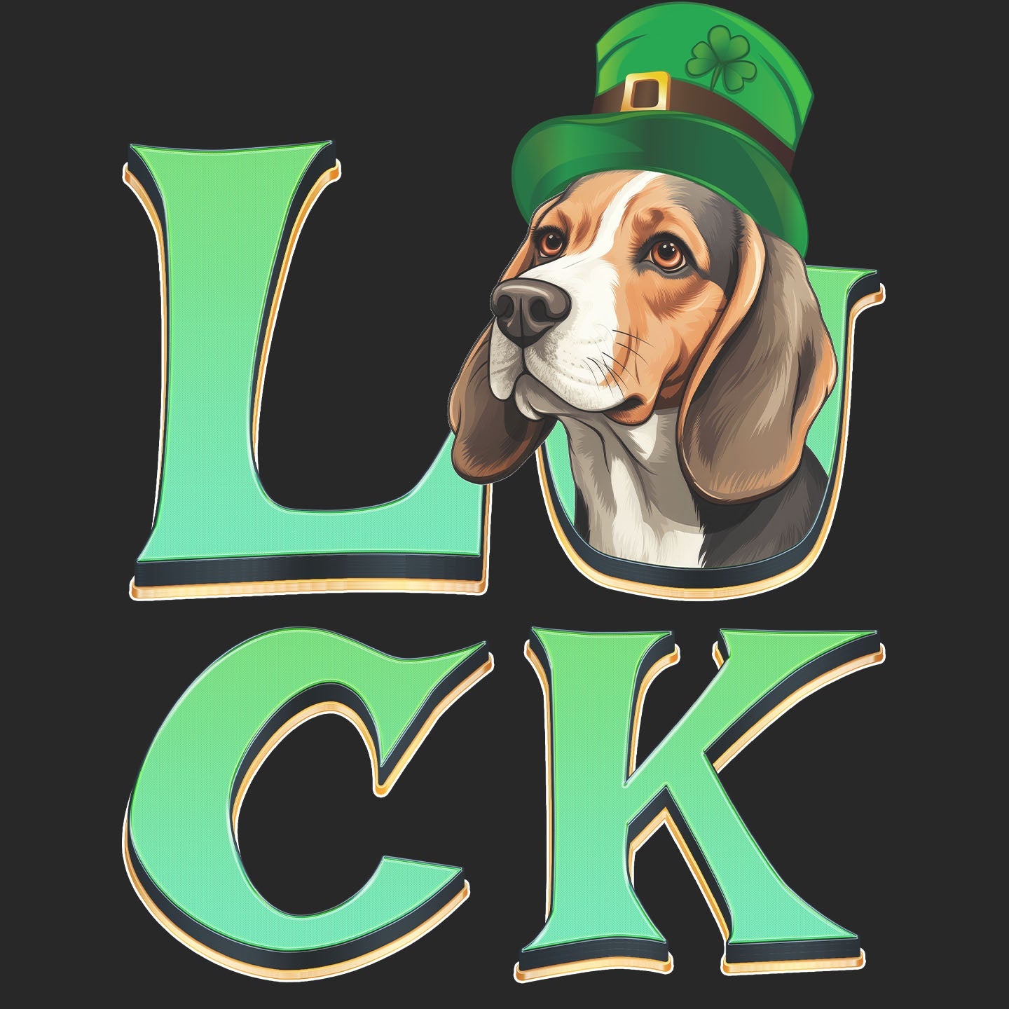 Big LUCK St. Patrick's Day Beagle - Adult Unisex T-Shirt