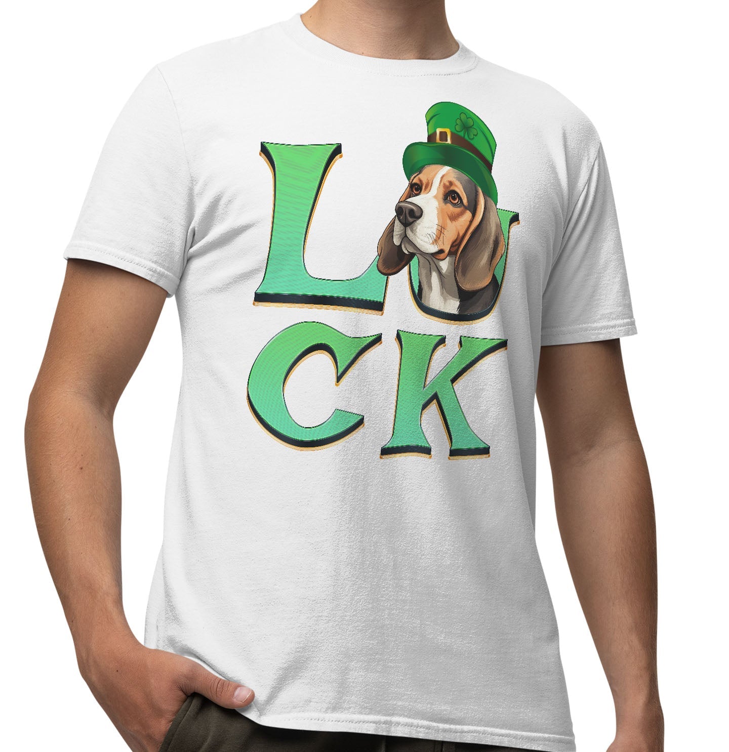 Big LUCK St. Patrick's Day Beagle - Adult Unisex T-Shirt