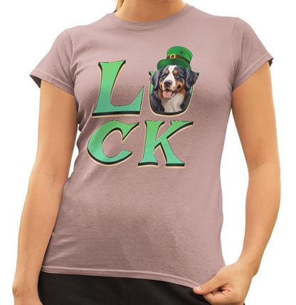 Big LUCK St. Patrick's Day Bernese Mountain Dog - Women's Fitted T-Shirt