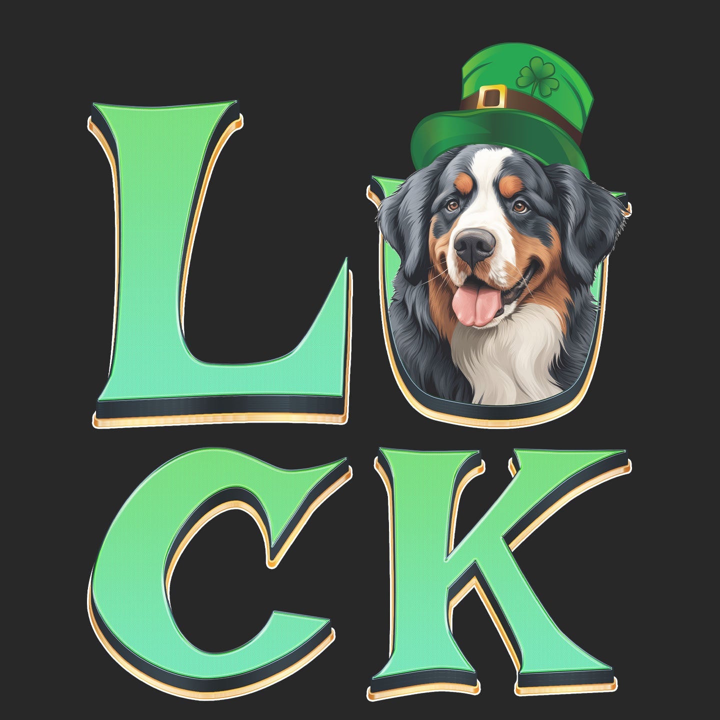 Big LUCK St. Patrick's Day Bernese Mountain Dog - Adult Unisex T-Shirt