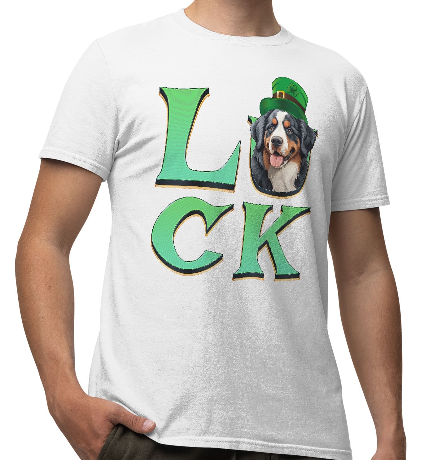 Big LUCK St. Patrick's Day Bernese Mountain Dog - Adult Unisex T-Shirt