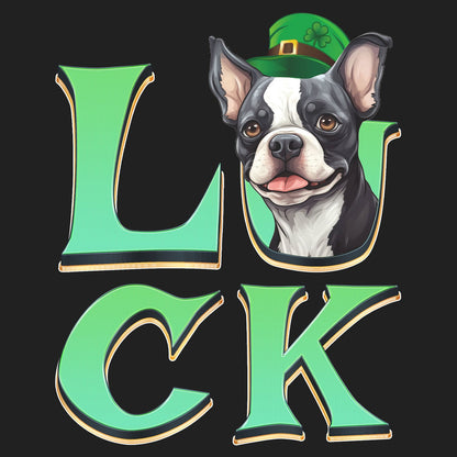 Big LUCK St. Patrick's Day Boston Terrier - Women's Fitted T-Shirt