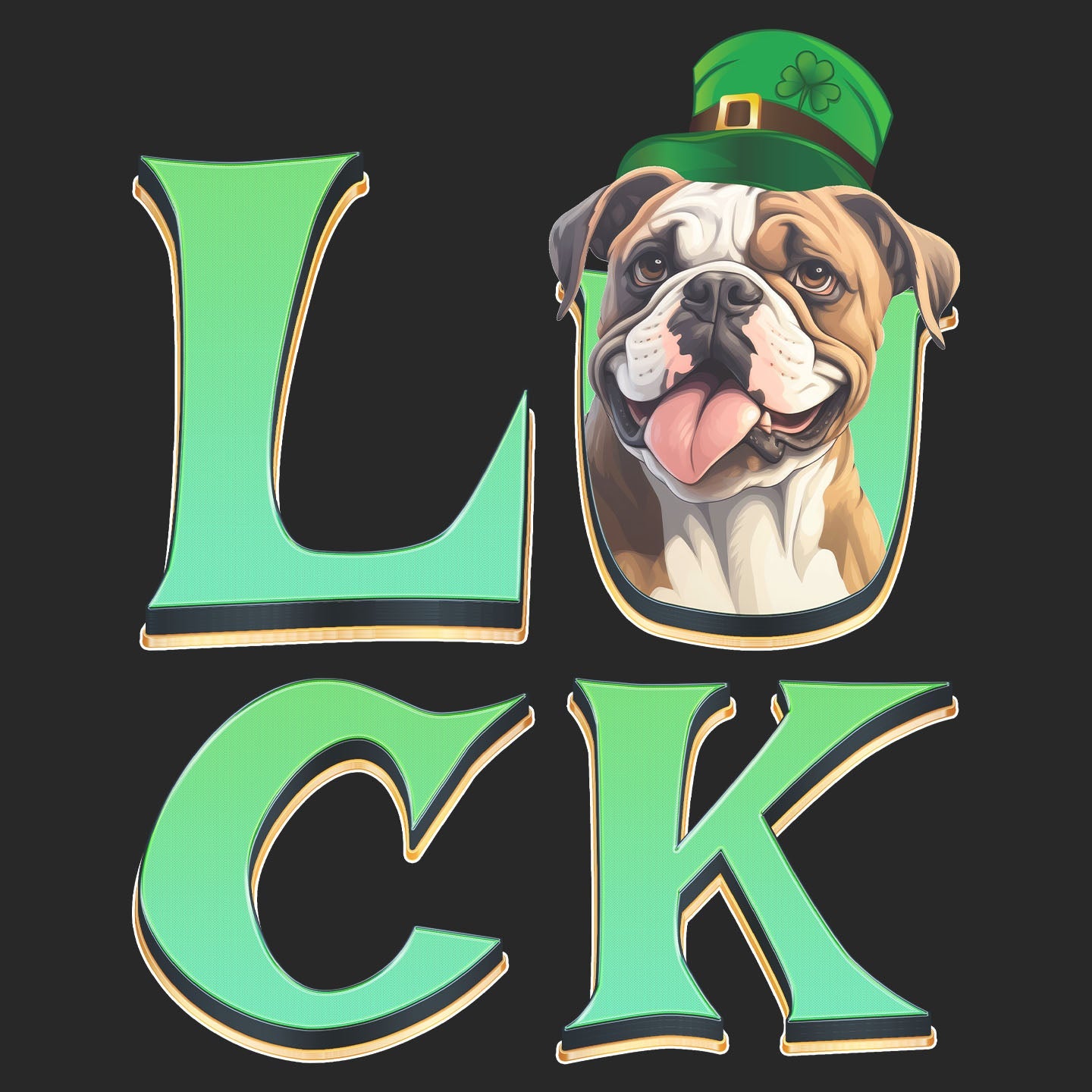 Big LUCK St. Patrick's Day Bulldog - Adult Unisex T-Shirt