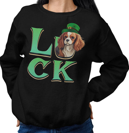 Big LUCK St. Patrick's Day Cavalier King Charles Spaniel (Blenheim) - Adult Unisex Crewneck Sweatshirt