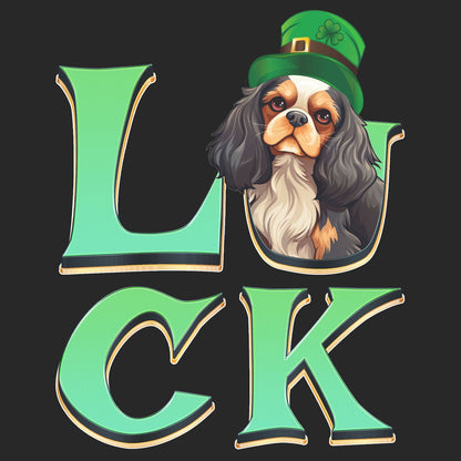Big LUCK St. Patrick's Day Cavalier King Charles Spaniel (Tri Color) - Adult Unisex Crewneck Sweatshirt