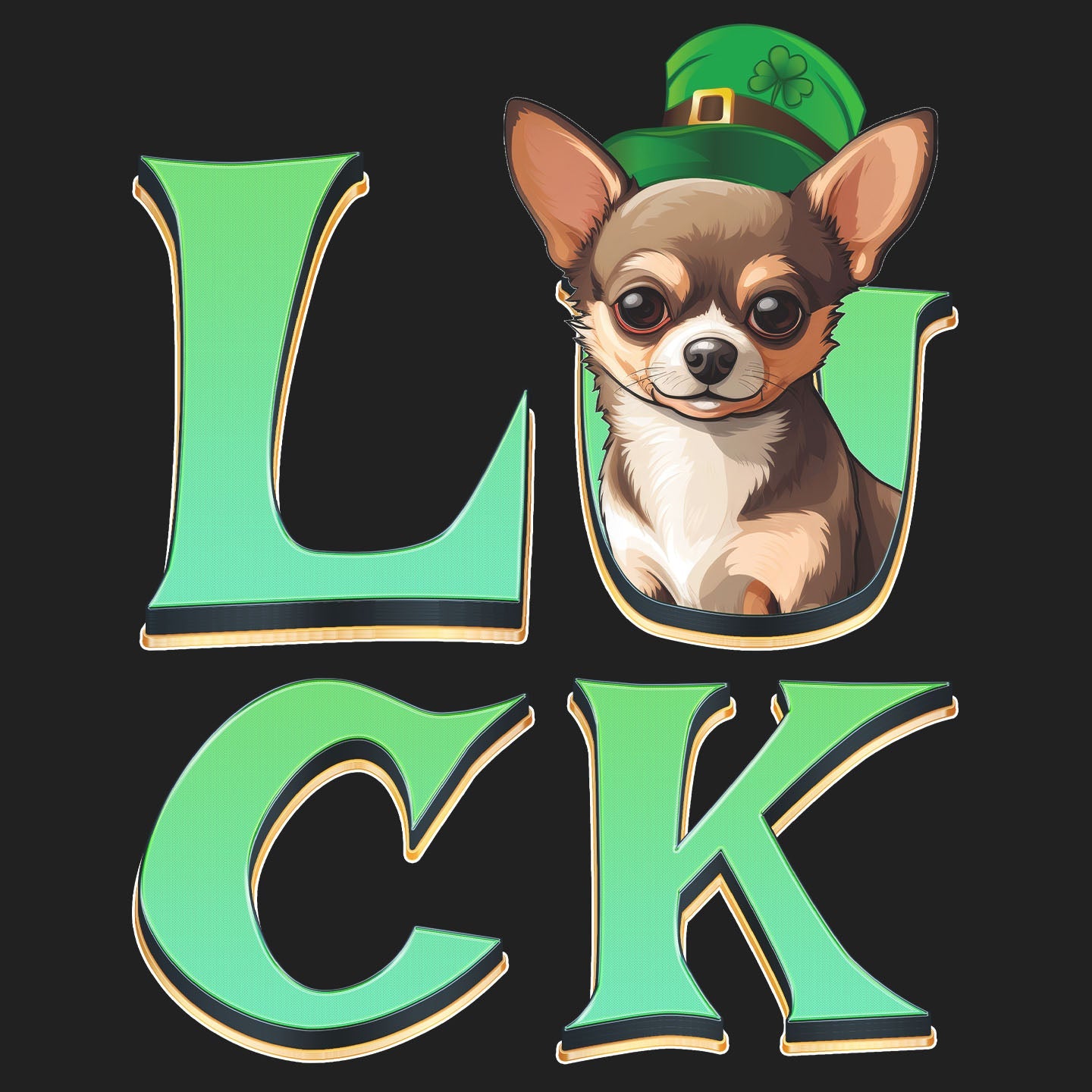 Big LUCK St. Patrick's Day Chihuahua - Women's Fitted T-Shirt