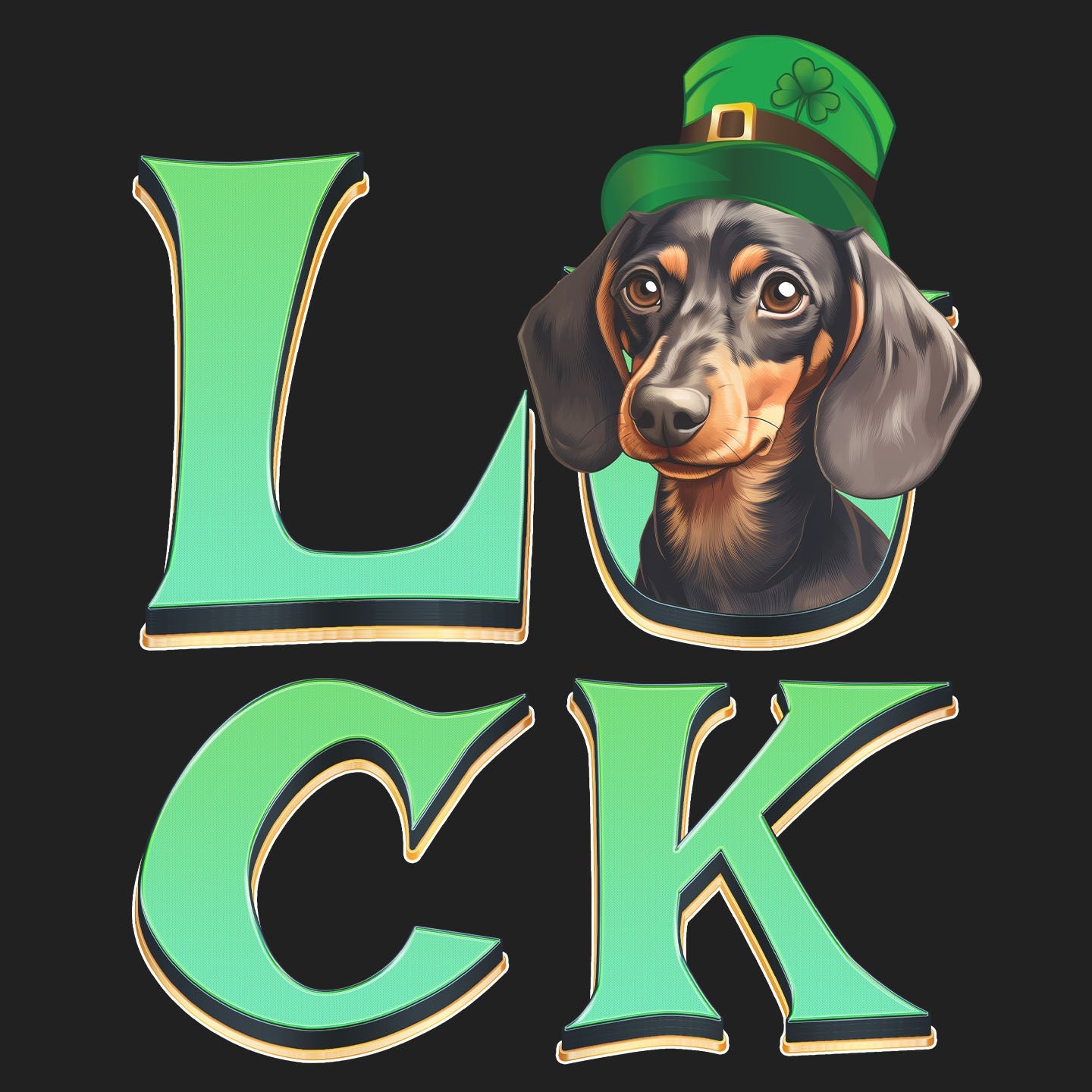 Big LUCK St. Patrick's Day Dachshund - Women's Fitted T-Shirt